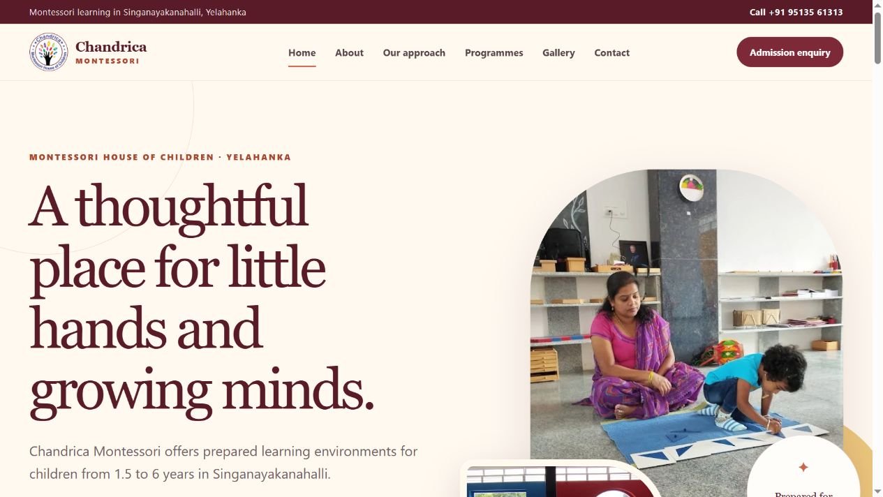 Chandrica Montessori website homepage
